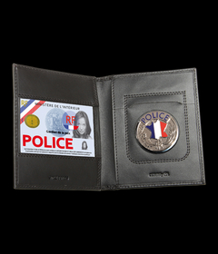 Porte carte et médaille 2 volets + NAVIGO cuir noir - PORTE-MÉDAILL